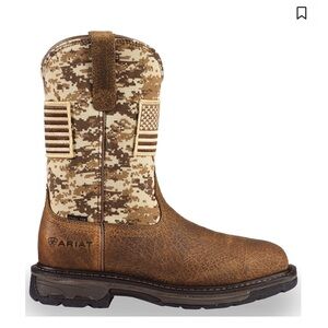 Ariat Workhog Patriot Western Steel Toe Boots Camo Leather Oil Resistant 9.5